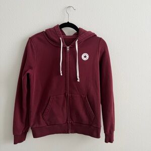 Converse Chuck Taylor Zip-Up Hoodie Womens Medium Burgundy